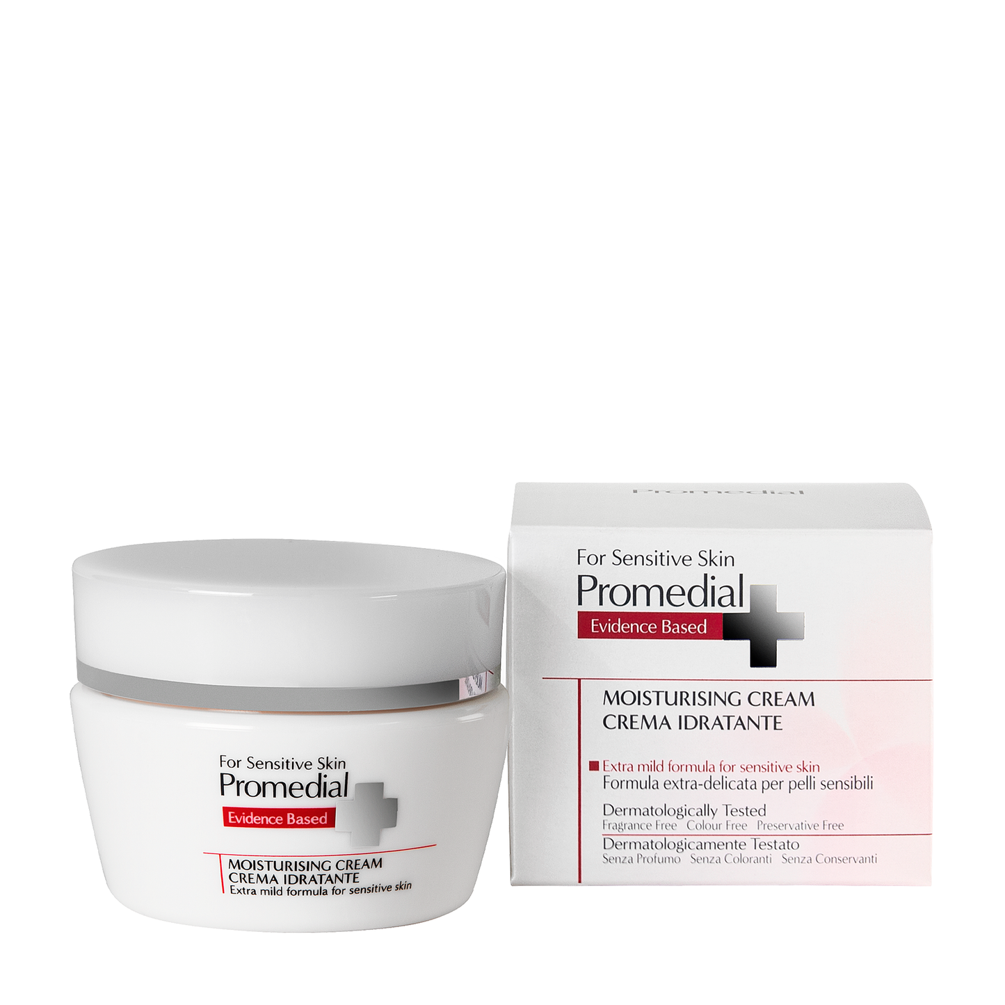 Promedial Moisturising Cream – drėkinamasis kremas jautriai odai, produkto pakuotė